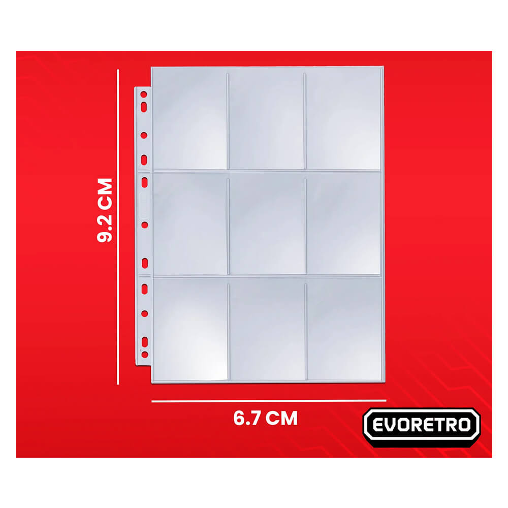 Pages à 9 poches EVORETRO pour cartes a collectionner (100 Feuilles)