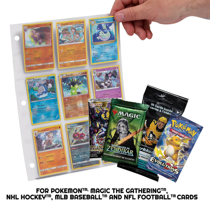 Pages à 9 poches EVORETRO pour cartes a collectionner (40 Feuilles)