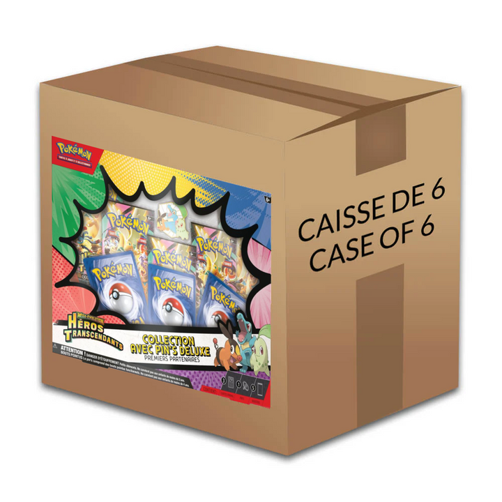 (Français) Pokémon - Méga-Évolution - Héros Transcendants - Coffret Pin's Deluxe Premiers Partenaires