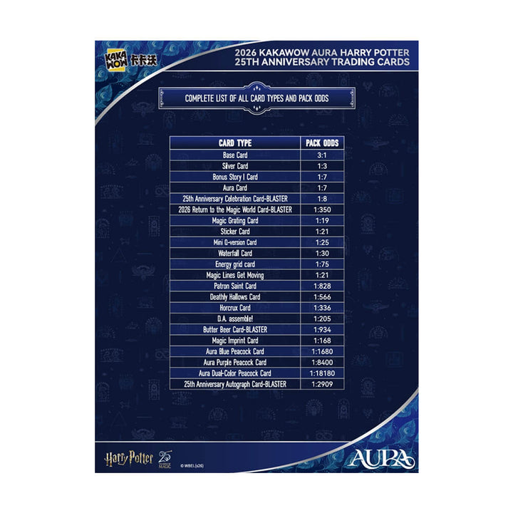 2026 Kakawow Aura - Harry Potter Collectible Cards - 25th Anniversary - Blaster Box