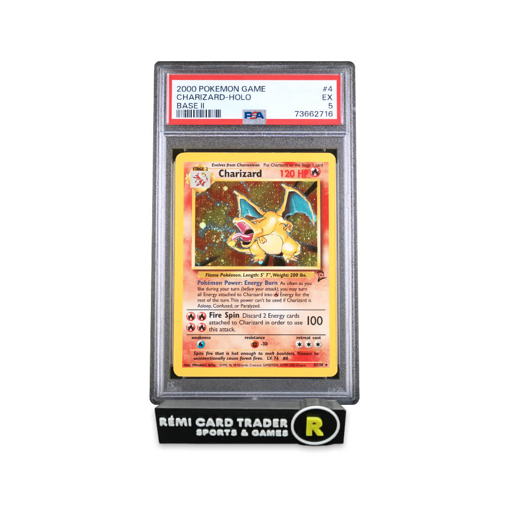 POKÉMON 2000 CHARIZARD HOLOFOIL (BASE II) #4 PSA EX 5