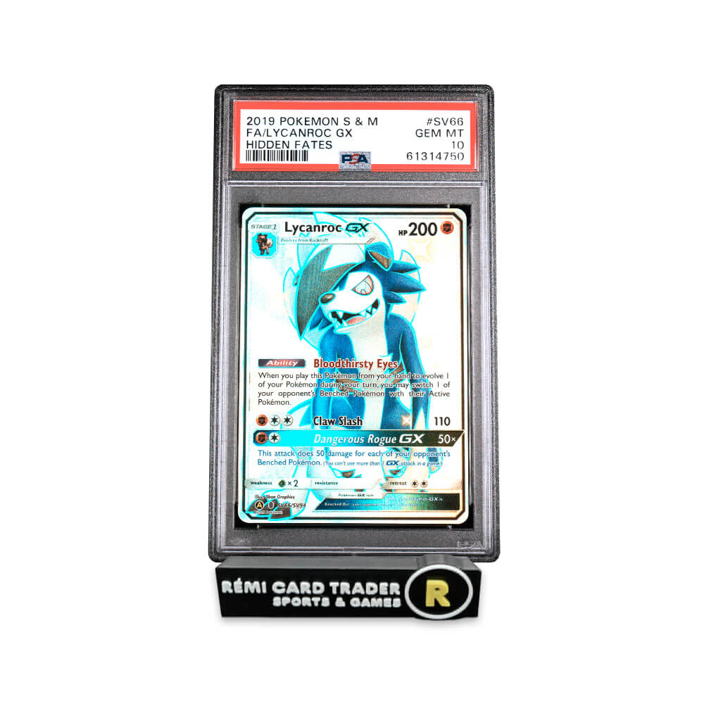 POKÉMON 2019 LYCANROC GX (SUN & MOON HIDDEN FATES) #SV66 PSA GEM MT 10