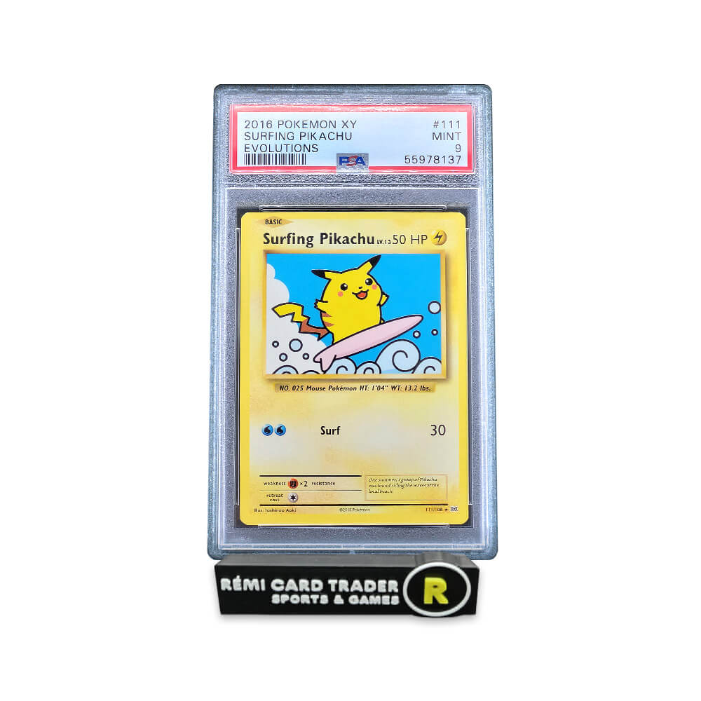 POKÉMON 2016 SURFING PIKACHU (EVOLUTIONS) #111 PSA MINT 9