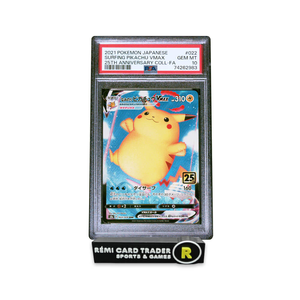 POKÉMON 2021 SURFING PIKACHU VMAX (JAPANESE 25TH ANNIVERSARY COLLECTION) #022 PSA GEM MT 10