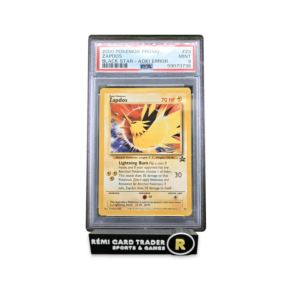 POKÉMON 2000 ZAPDOS (BLACK STAR PROMO - AOKI ERROR) #23 PSA MINT 9