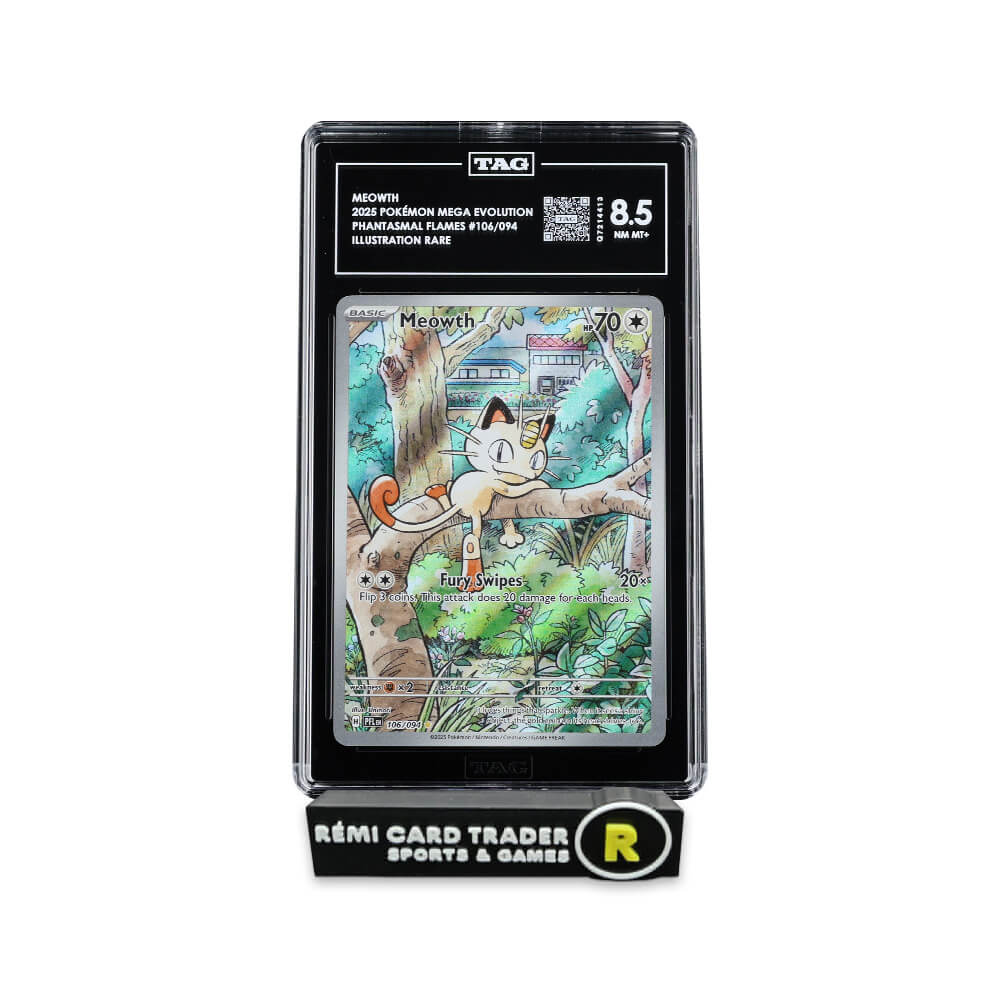 POKÉMON 2025 MEOWTH (PHANTASMAL FLAMES) #106 TAG NM MT+ 8.5