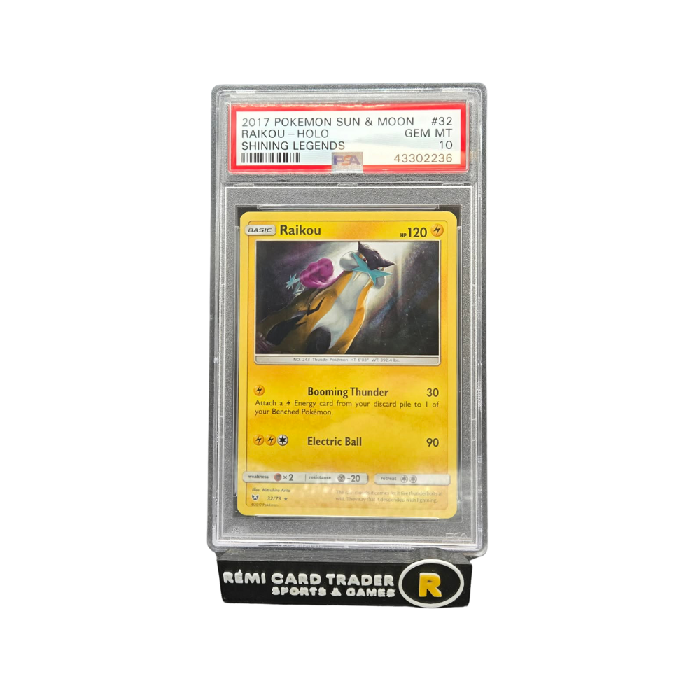POKÉMON 2017 RAIKOU HOLO (SHINING LEGENDS) #32 PSA GEM MT 10