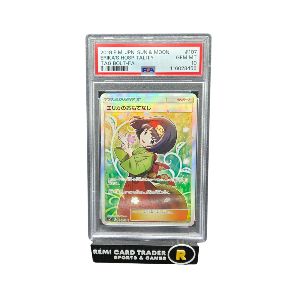POKÉMON 2018 ERIKA'S HOSPITALITY (TAG BOLT-FA) JP #107 PSA GEM MT 10