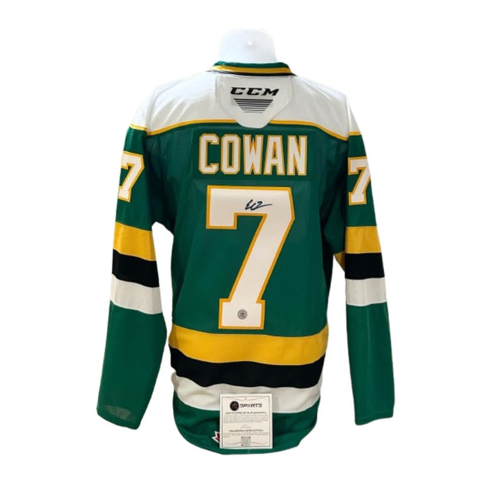 Chandail officiel CCM réplique signé - Easton Cowan vert AJs coa