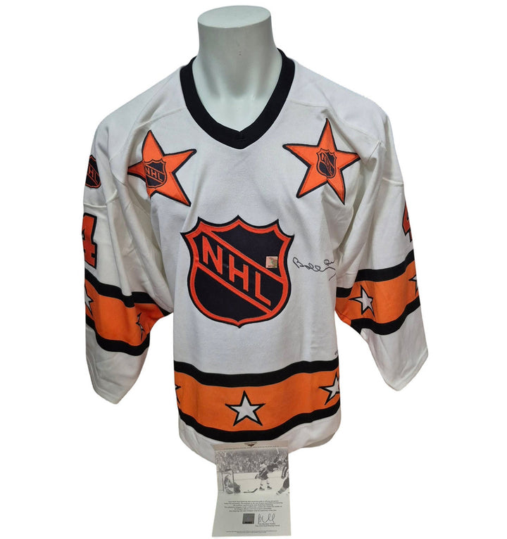 Chandail personnalisé GNR signé - Bobby Orr blanc 1971-72 signé sur le devant É/144 COA GNR