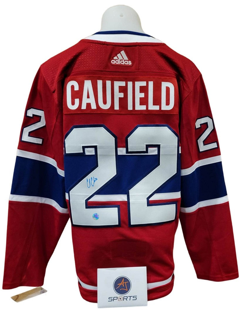 Chandail officiel Adidas signé - Cole Caufield 22 recrue domicile AJS coa