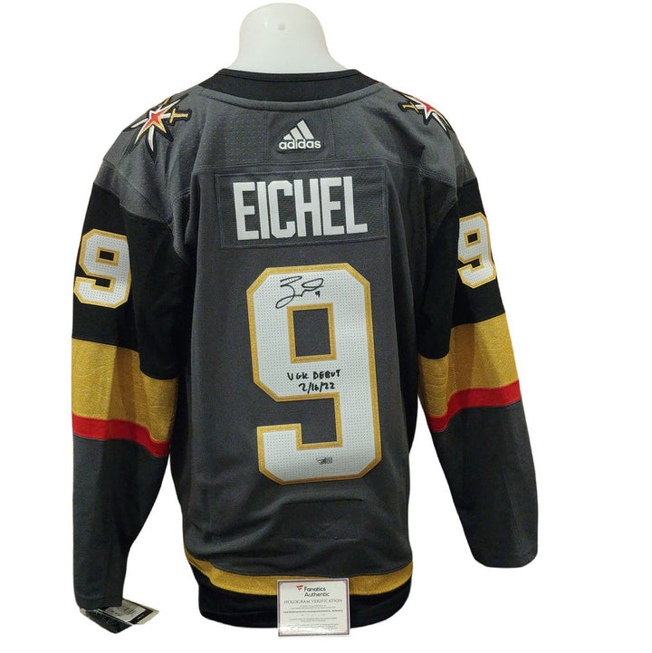 Chandail officiel Adidas signé - Jack Eichel gris inscrit Fanatics coa
