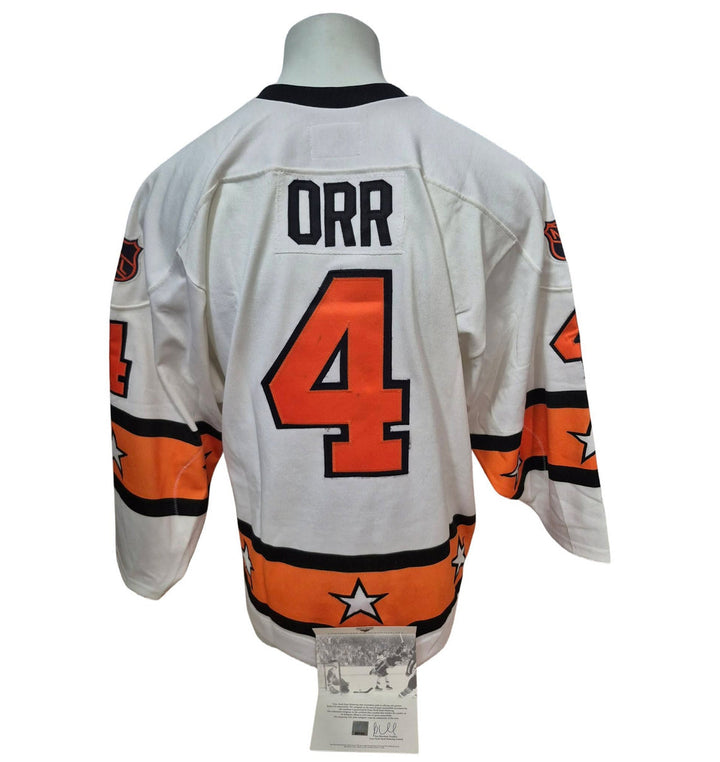 Chandail personnalisé GNR signé - Bobby Orr blanc 1971-72 signé sur le devant É/144 COA GNR