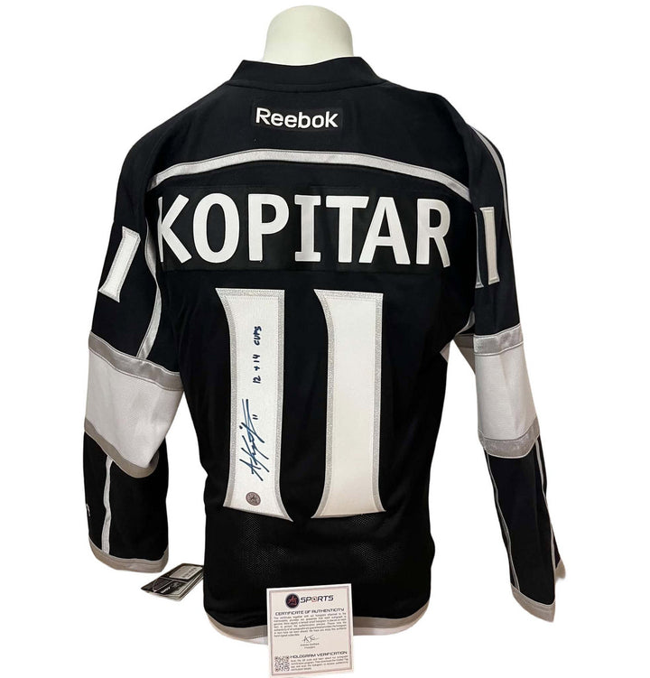 Chandail officiel Reebok signé - Anze Kopitar domicile avec patch Coupe Stanley 2014, COA AJS
