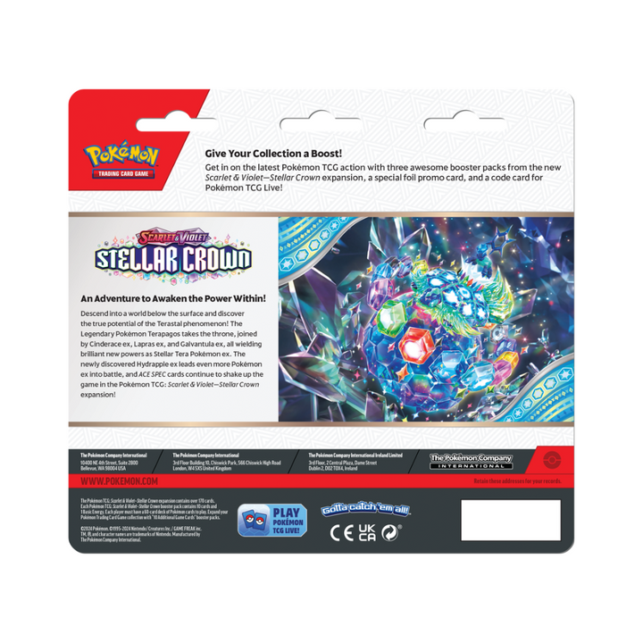 Pokémon Scarlet & Violet Stellar Crown 3 Pack Blister