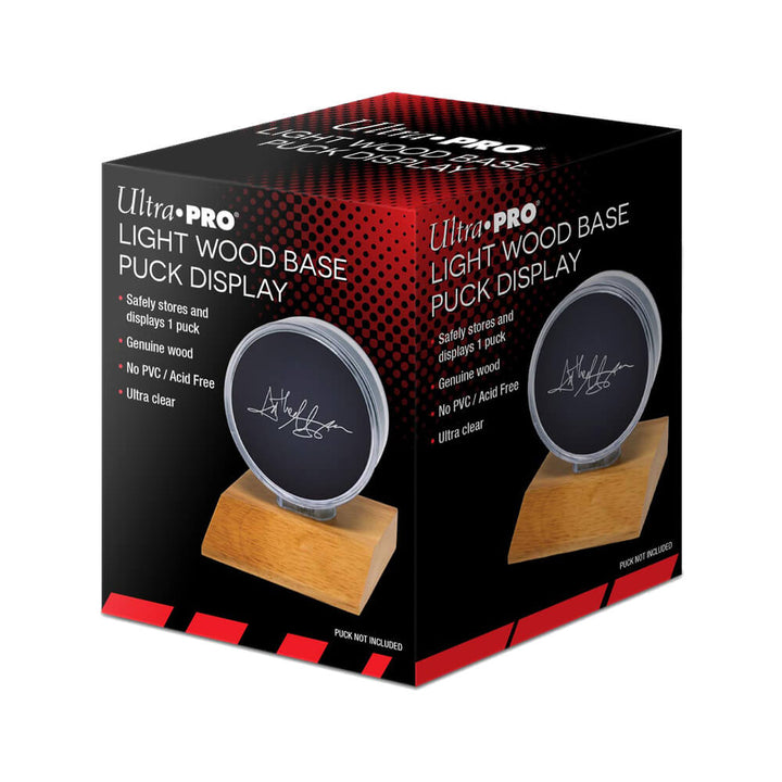 Ultra Pro Hockey Puck Display with wood base